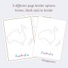 Montessori Australia tracing pages with three border styles (brown, black, no border), featuring dotted outlines for handwriting and geography learning. Perfect for Montessori classrooms and homeschool resources.