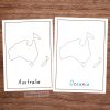 Montessori Australia / Oceania tracing pages with outline and dotted versions for handwriting practice and geography lessons. Perfect for Montessori education and early learning activities.
