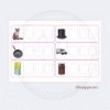Montessori Pink Series CVC spelling word cards with real-life images and blank letter boxes for early phonics, handwriting, and spelling practice.